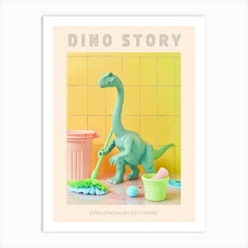 Pastel Toy Dinosaur Mopping Up Poster Art Print