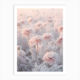 Frosty Botanical Zinnia 2 Art Print