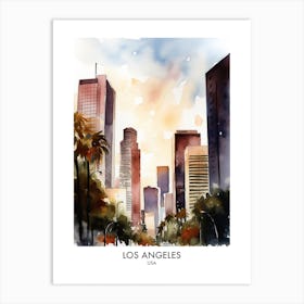 Los Angeles Watercolour Travel Poster Art Print