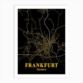 Frankfurt Gold City Map 1 Art Print