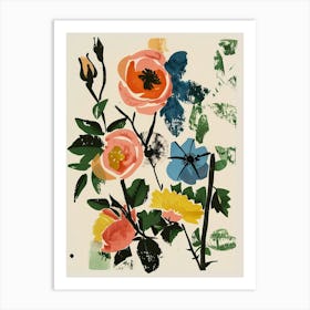 Painted Florals Rose 2 Art Print