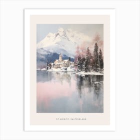 Dreamy Winter Painting Poster St Moritz Switzerland 2 Art Print