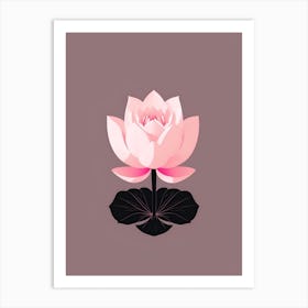 A Pink Lotus In Minimalist Style Vertical Composition 2 Art Print