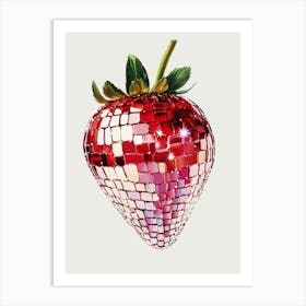 Disco Strawberry Art Print Poster, Glam Disco Strawberries, Preppy | Trendy | Kitchen Wall Art Art Print