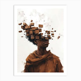 Man With Blocks On His Head Art Print