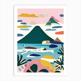 Pico Island Portugal Muted Pastel Tropical Destination Art Print