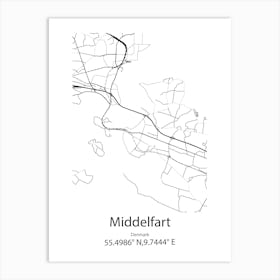 Middelfart,Denmark Minimalist Map Art Print