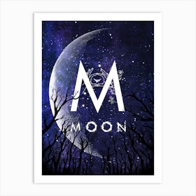 Moon - Starry Night and Moon #15 Art Print