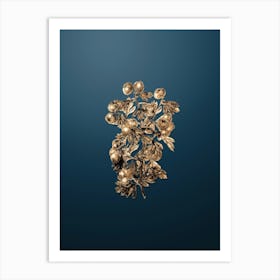 Gold Botanical Sweet Scented Hawthorn on Dusk Blue n.3450 Art Print