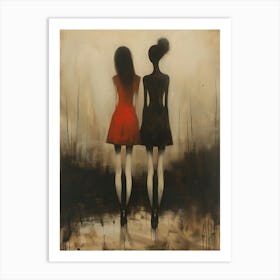 Two Girls In Red Dresses Art Print