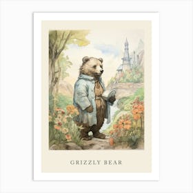 Beatrix Potter Inspired  Animal Watercolour Grizzly Bear 2 Art Print