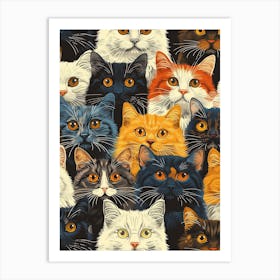 Perfectly Repeatable Artwork With Cute Cat Faces 37 Art Print