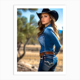 Cowgirl In Jeans 5 Art Print