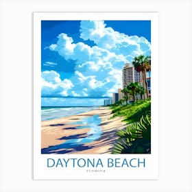 Daytona Beach Florida Print Famous Beach Art Daytona Speedway Poster Florida Coastline Wall Decor Atlantic Ocean Illustration Sunshine Art Print