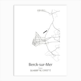 Berck Sur Mer,France Minimalist Map Art Print