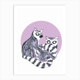 Lemur Cuddle Art Print