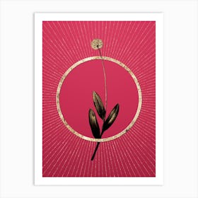 Gold Victory Onion Glitter Ring Botanical Art on Viva Magenta n.0204 Art Print