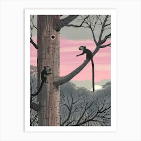 Two Monkeys In A Tree Art Print