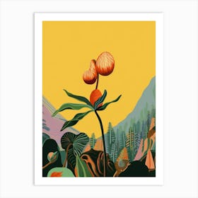 Boho Wildflower Painting Yellow Ladys Slipper 2 Art Print