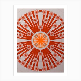 Geometric Abstract Glyph Circle Array in Tomato Red n.0031 Art Print