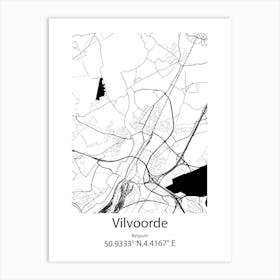 Vilvoorde,Belgium Minimalist Map Art Print