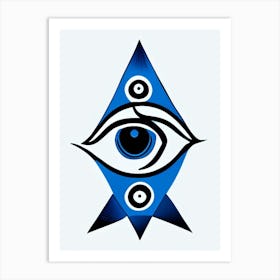 Psychic Abilities, Symbol, Third Eye Blue & White 1 Art Print