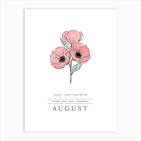 August Poppy Birth Flower 2 Art Print