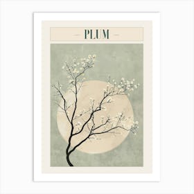 Plum Tree Minimal Japandi Illustration 1 Poster Art Print