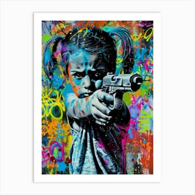 Girl With Gun Art Print