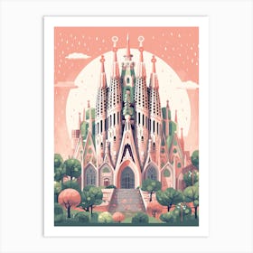 La Sagrada Família   Barcelona, Spain   Cute Botanical Illustration Travel 2 Art Print