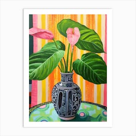 Flowers In A Vase Still Life Painting Flamingo Flower 4 Art Print