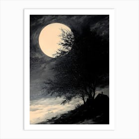 Dark Gothic Full Moon Art Print