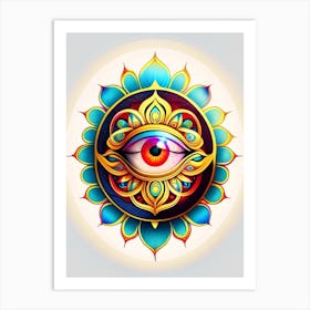 Dharma Wheel, Symbol, Third Eye Tattoo 4 Art Print