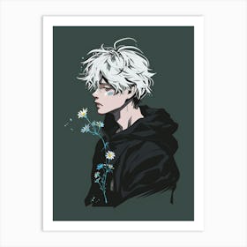 Anime Girl With White Hair Art Print