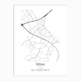 Kitee,Finland Minimalist Map Art Print