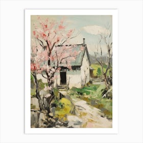 Small Cottage Countryside Farmhouse Painting With Trees 6 Art Print
