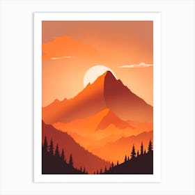 Misty Mountains Vertical Composition In Orange Tone 324 Art Print