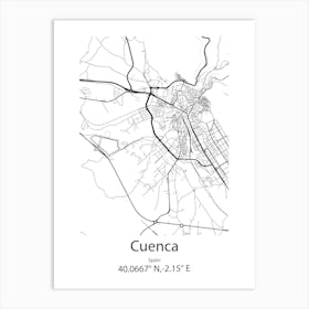 Cuenca,Spain Minimalist Map Art Print