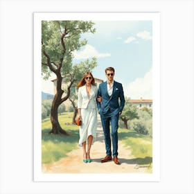 Couple Walking Down A Path Art Print