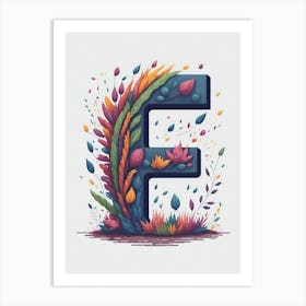 Colorful Letter F Illustration 60 Art Print