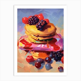 Pancake With Berries Oil Painting 4 Art Print
