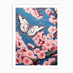 Cherry Blossom Butterfly Japanese Style Painting 3 Art Print