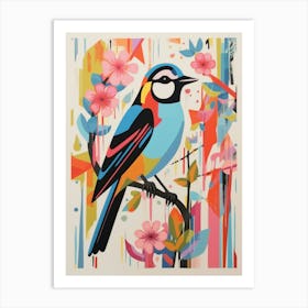 Colourful Scandi Bird House Sparrow 3 Art Print