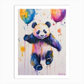 Panda Colourful Watercolour 1 Art Print