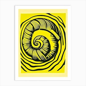 Snail Looking At A Snail Linocut Art Print