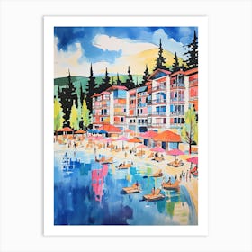 The Ritz Carlton, Lake Tahoe   Truckee, California  Resort Storybook Illustration 2 Art Print