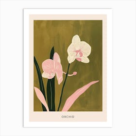 Pink & Green Orchid 2 Flower Poster Art Print