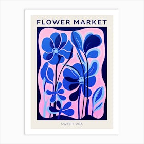 Blue Flower Market Poster Sweet Pea 2 Art Print