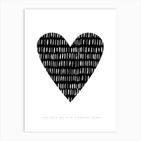 Grateful Heart Black And White Art Print