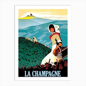 Champagne, Women In Vineyard Art Print